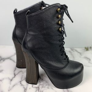 Irregular Choice Black Platform Combat Heel Boots